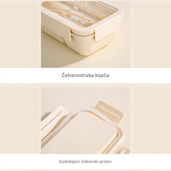 Kutija za ručak, kvadratna plastična, 501–800 ml, kompatibilna s mikrovalnom pećnicom, jednostavan stil