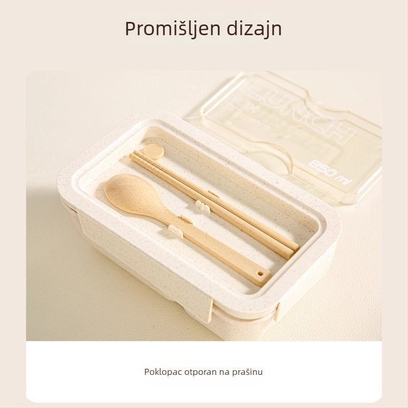 Kutija za ručak, kvadratna plastična, 501–800 ml, kompatibilna s mikrovalnom pećnicom, jednostavan stil