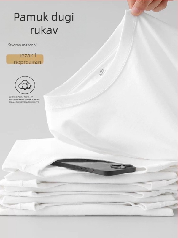 Korejski stil, dugi rukav, pamuk s dugim vlaknima (≥96%), labav kroj, okrugli izrez