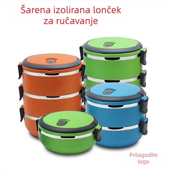 Kutija za obrok od nehrđajućeg čelika, izolirana, okruglog oblika, kapacitet 301–500 ml, tri do četiri sloja, nije prikladna za mikrovalnu, tiskanje logotipa i prilagođavanje