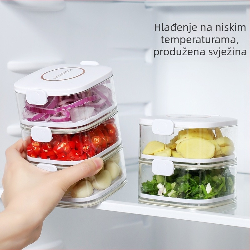 Plastična kutija za začine, jednostavan stil; prijenosna, održava začine svježe, hermetički zatvorena, s odvodom tekućine; porijeklo Ningbo.