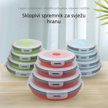 Silikonska kružna kutija za ručak, mikrovalna pećnica kompatibilna, kapacitet manje od 300 ml, 24-dijelni set.