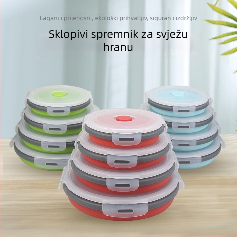 Silikonska kružna kutija za ručak, mikrovalna pećnica kompatibilna, kapacitet manje od 300 ml, 24-dijelni set.