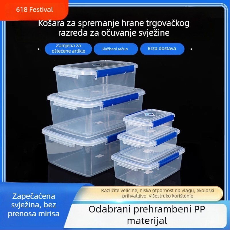 Pravokutna prozirna plastična kutija za pohranu, mikrovalna sigurnost, kapacitet ispod 300 ml, komercijalna upotreba