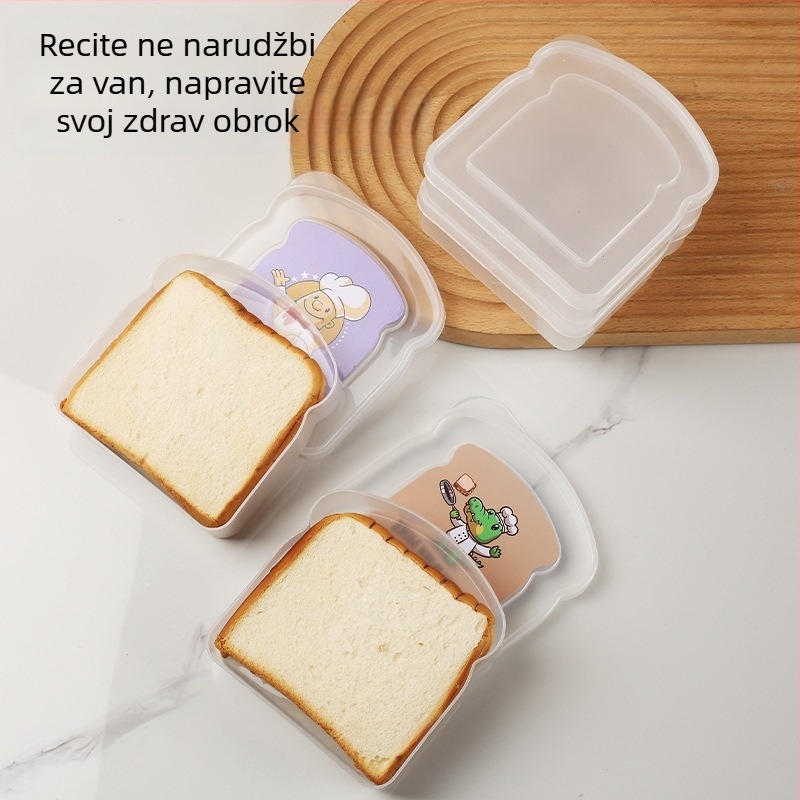 Plastična kvadratna kutija za ručak s karikaturnim uzorkom, otisnuto logotip, kapacitet 301–500 ml