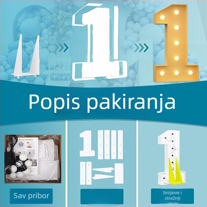 Proizvod za uređenje prostora – 3D svjetleći okvir s KT pločom za 16. rođendan, minimalistički stil, plastika i papir