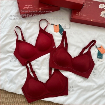 Bešavni grudnjak s bežičnom podrškom, bez šavova, 3/4 košarica, oblikovana šalica s tankim gornjim dijelom i debelim donjim dijelom, materijal: najlon/poliamid, podstava spandex, fiksne dvostruke naramenice, stražnje kopčanje s četiri reda kukica