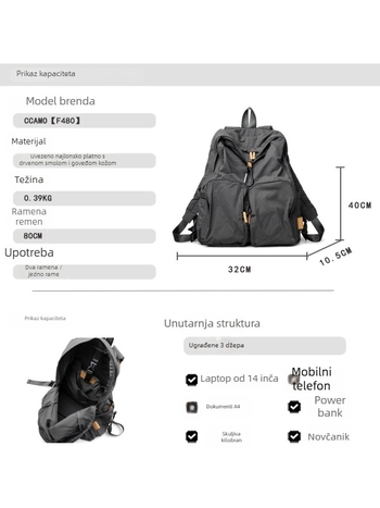 Nylon ruksak za putovanja, lagan, 14-inčni laptop, kapacitet 36–55 L, trake s jastučićem zraka