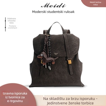 Ruksak za laptop - europsko-američki retro stil, PU materijal, velika kapaciteta, džep za prijenosno računalo, vodootporan i otporan na habanje, zatvaranje na zip