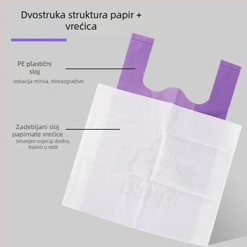 Torbe za pseće izmete u stilu prsluka – debeli, dvostruko složene, PE+papir, 50 kom./kutija, ekološki prihvatljivo