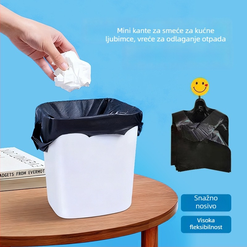 Torbe za otpad kućnih ljubimaca, vest-stil dizajn, PE materijal, jednokratne, standardne debljine, 50 komada u pakiranju