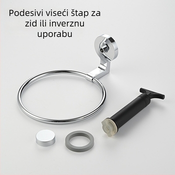 Držač ručnika s usisnom čašom, zidni, bez bušenja, od nehrđajućeg čelika + ABS + plastika