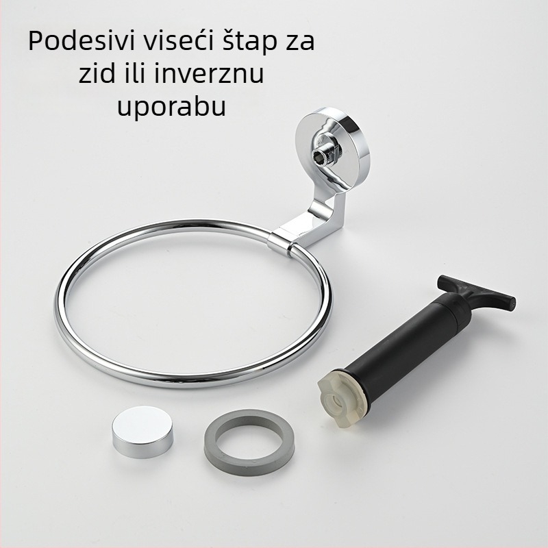 Držač ručnika s usisnom čašom, zidni, bez bušenja, od nehrđajućeg čelika + ABS + plastika