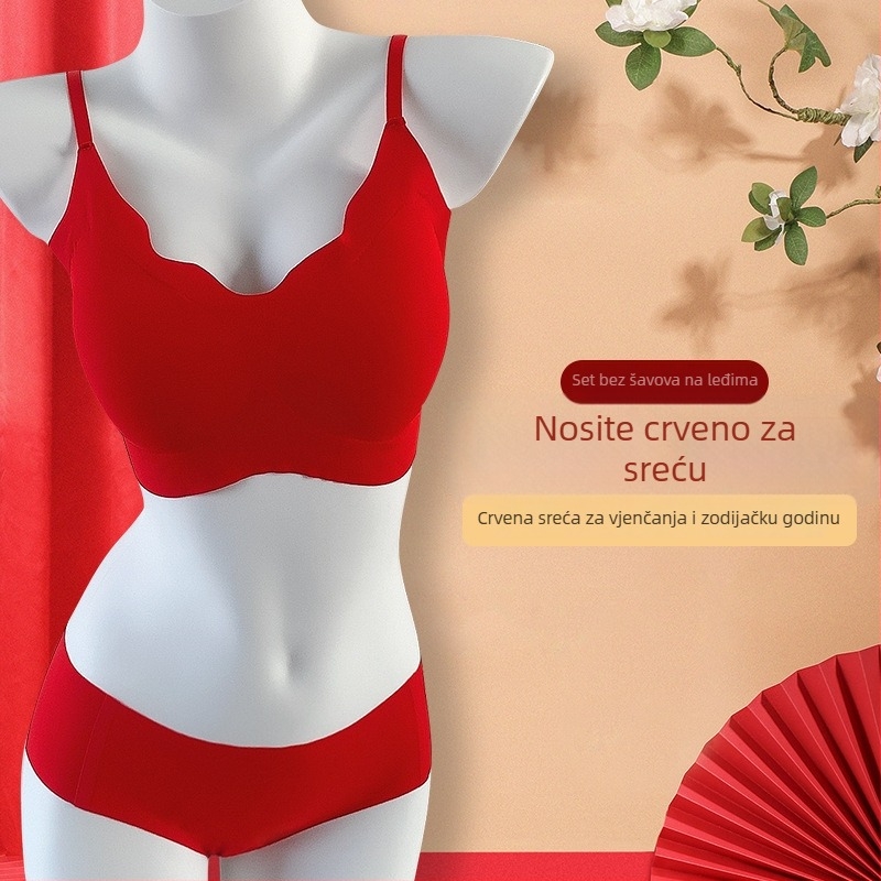 Crveni besprijekoran set grudnjaka i gaćica za mali bust, udoban na koži, 3/4 košarica, izdanje Zodijaka