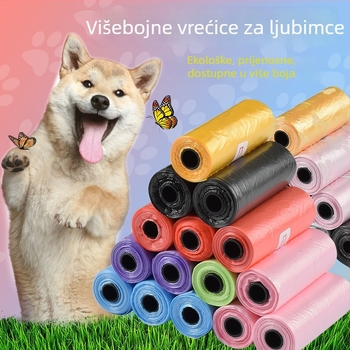 Kese za izmetke kućnih ljubimaca u kontinuiranoj rolni — plastični materijal, uobičajena debljina, za pse i mačke