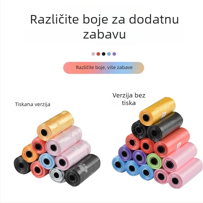 Kese za izmetke kućnih ljubimaca u kontinuiranoj rolni — plastični materijal, uobičajena debljina, za pse i mačke