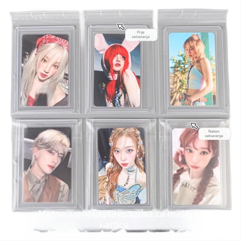 OPP samoljepljiva vrećica za kartice s mat završnim premazom; Materijal: plastika; Tehnika: toplo rezanje; Namjena: izdavanje kartica; Marka: Huasheng Source; Vrsta pakiranja: pakiranje vrećica