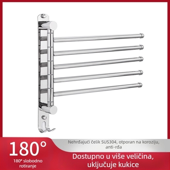 Držač za ručnike od 304 nehrđajućeg čelika, bez bušenja, okretni za kupaonicu, moderan stil, nosivost 20 kg