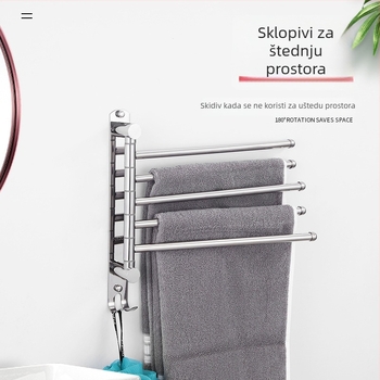 Držač za ručnike od 304 nehrđajućeg čelika, bez bušenja, okretni za kupaonicu, moderan stil, nosivost 20 kg