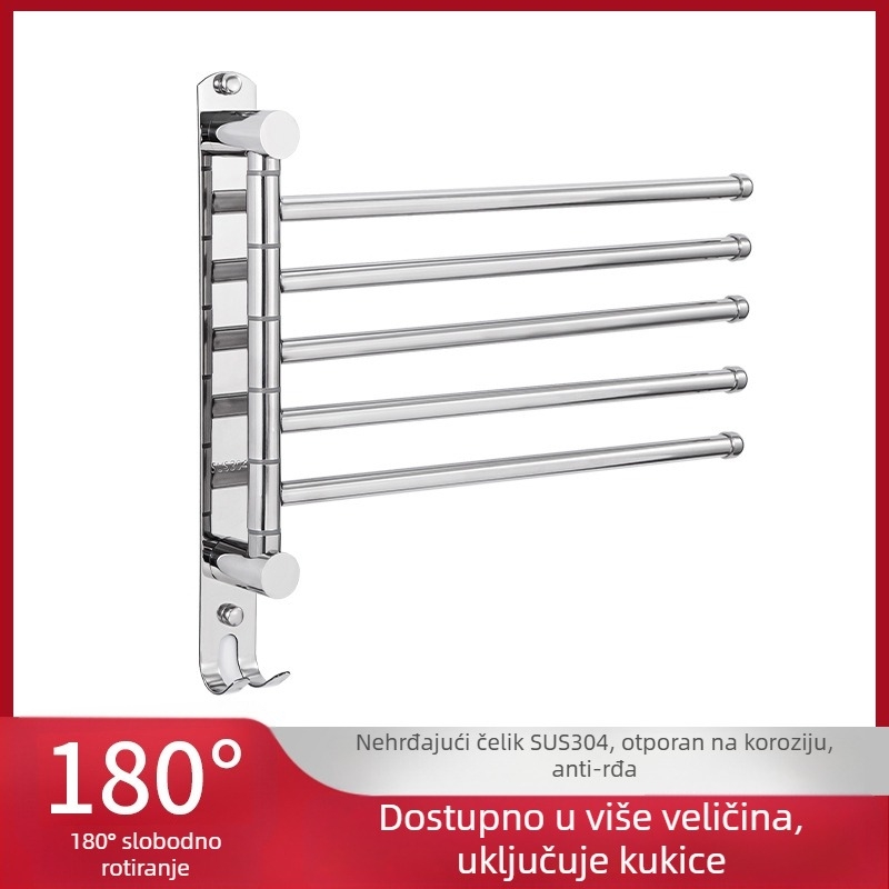 Držač za ručnike od 304 nehrđajućeg čelika, bez bušenja, okretni za kupaonicu, moderan stil, nosivost 20 kg