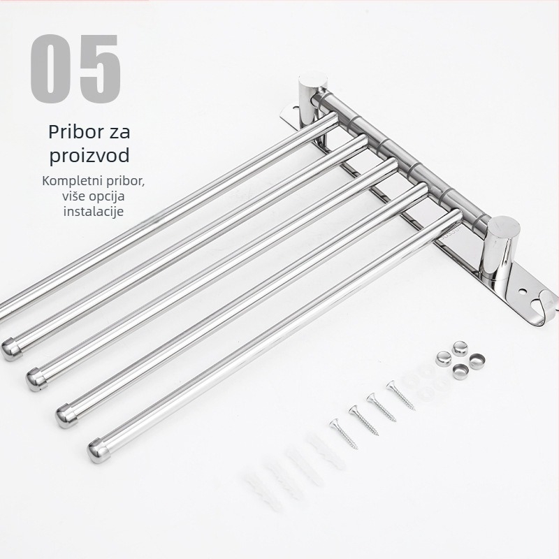 Držač za ručnike od 304 nehrđajućeg čelika, bez bušenja, okretni za kupaonicu, moderan stil, nosivost 20 kg