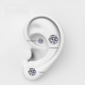 Naušnice od S925 srebra s moissanitom, šestokraki postav, 0,5–3 ct