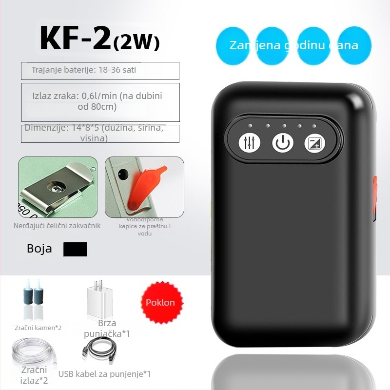 Pumpa za kisik za ribolov – vodootporna, USB punjenje, prijenosna i kompaktna; Marka: Very strong; Uvoz: Ne; Težina: Konzultirajte korisničku službu