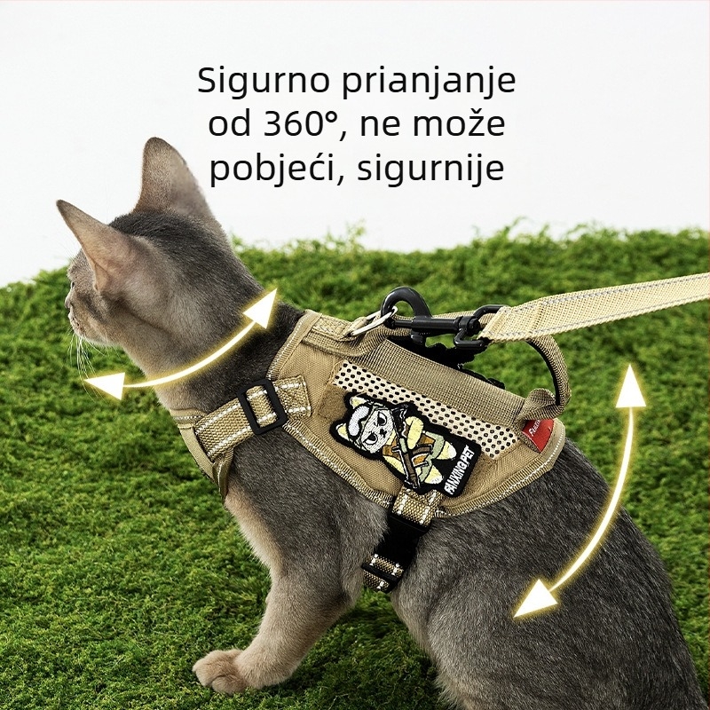 Mačji prsni remen - lagani taktički dizajn, poliester, Hippie dog marka, ne rasteže, kutija 70 kom