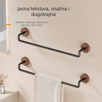 Zidni držač za ručnike od niskougljične čelične, mat završetka, jednoručna šipka, montaža bez bušenja, nosivost 10 kg