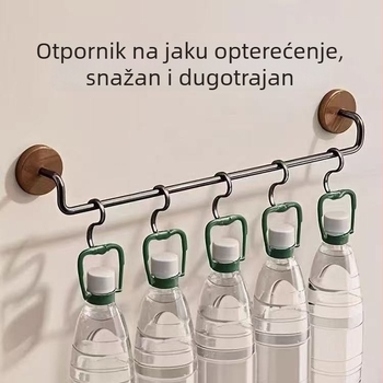 Zidni držač za ručnike od niskougljične čelične, mat završetka, jednoručna šipka, montaža bez bušenja, nosivost 10 kg