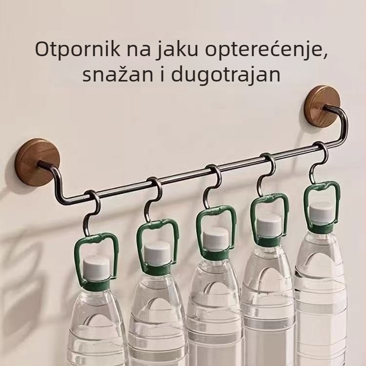 Zidni držač za ručnike od niskougljične čelične, mat završetka, jednoručna šipka, montaža bez bušenja, nosivost 10 kg
