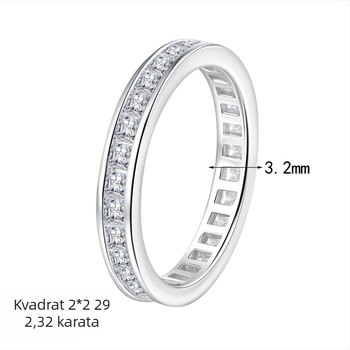 New Deyi S925 srebrni Moissanit prsten za žene, kvadratni niz, geometrijski minimalistički dizajn