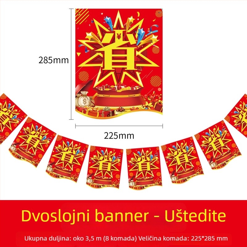 Zastavice za dekoriranje proslave otvorenja trgovine – Shu Tingxiang; Materijal: papir; Stil: svečano, živahno; Kategorija: Dekoracije proslave otvorenja; Proizvodna kategorija: rekviziti za uređenje prostora