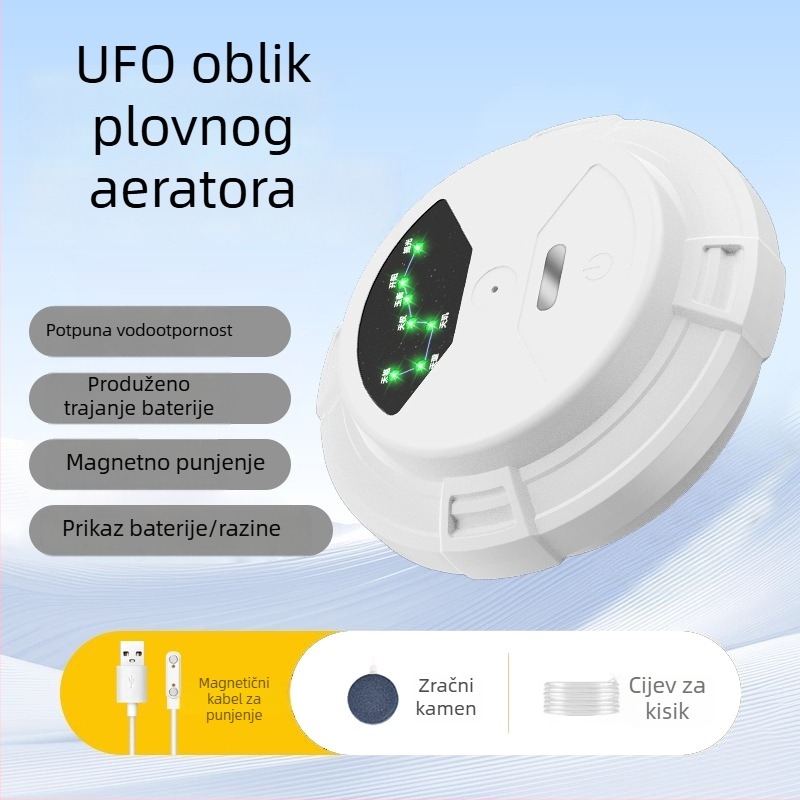 Plutajuća pumpa za oksigeniranje vode – Pametna vodootporna oksigenator UFO s USB magnetskim punjenjem; Marka: Thousands Miles of Light; Težina: 301; Uvoz: Ne; Ovlaštena privatna marka: Da
