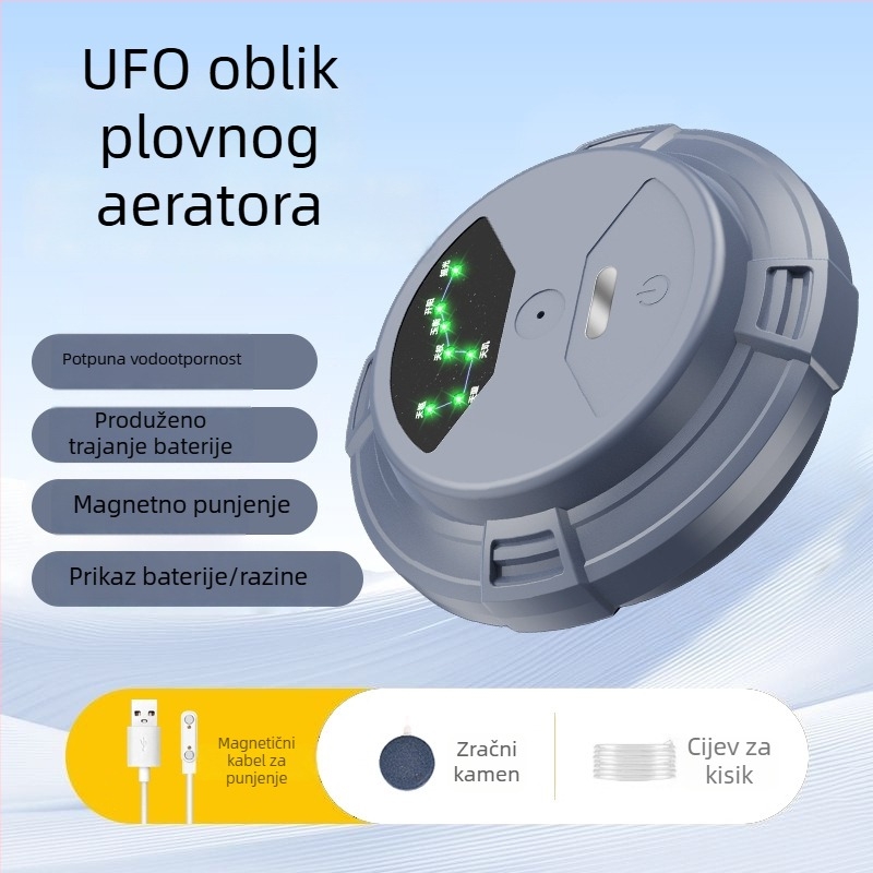 Plutajuća pumpa za oksigeniranje vode – Pametna vodootporna oksigenator UFO s USB magnetskim punjenjem; Marka: Thousands Miles of Light; Težina: 301; Uvoz: Ne; Ovlaštena privatna marka: Da