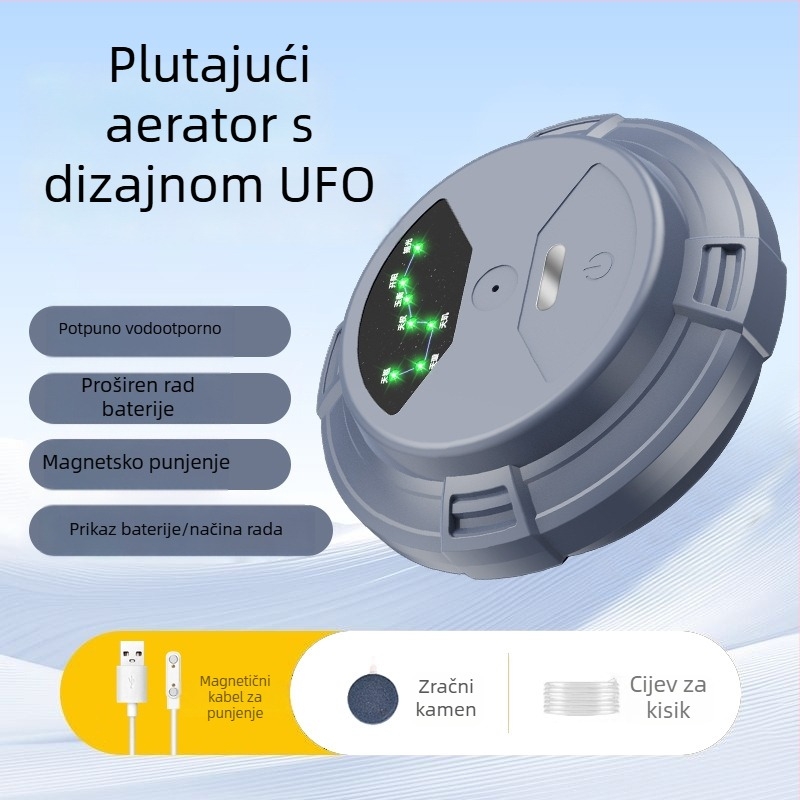 Plutajuća pumpa za oksigeniranje vode – Pametna vodootporna oksigenator UFO s USB magnetskim punjenjem; Marka: Thousands Miles of Light; Težina: 301; Uvoz: Ne; Ovlaštena privatna marka: Da