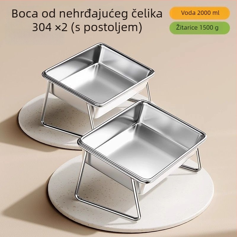 Crest posuda od nehrđajućeg čelika za pse i mačke s podignutom hranilicom; Materijal: 304 nehrđajući čelik; Marke Crest; Pakiranje: 1 kom; Kategorija: Hrana za kućne ljubimce