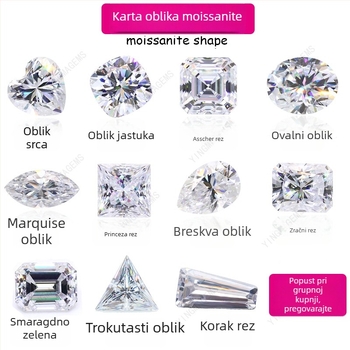 Moissanit gol kamen, kružnog oblika, 3EX rez, VVS čistoća, osam srca osam strijela