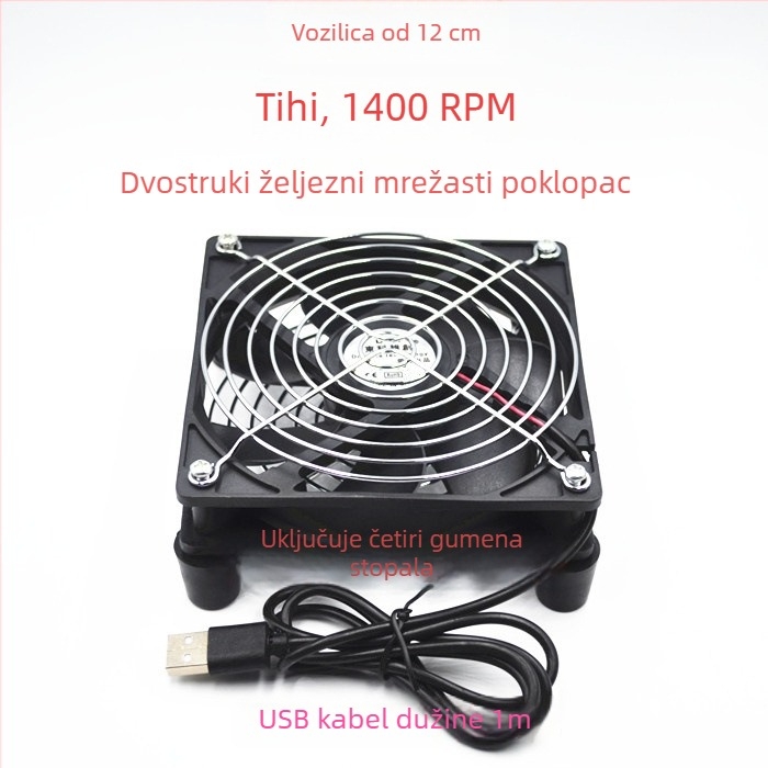 Chladi ventilator za usmjerivače i set-top kutije, model 12025, 5V, 2300 rpm, uljni ležaj