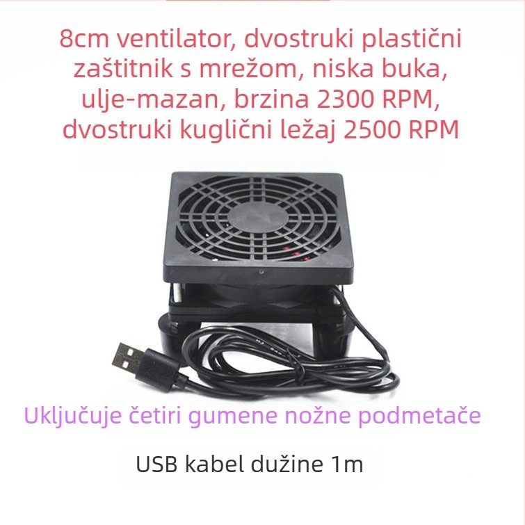 Chladi ventilator za usmjerivače i set-top kutije, model 12025, 5V, 2300 rpm, uljni ležaj