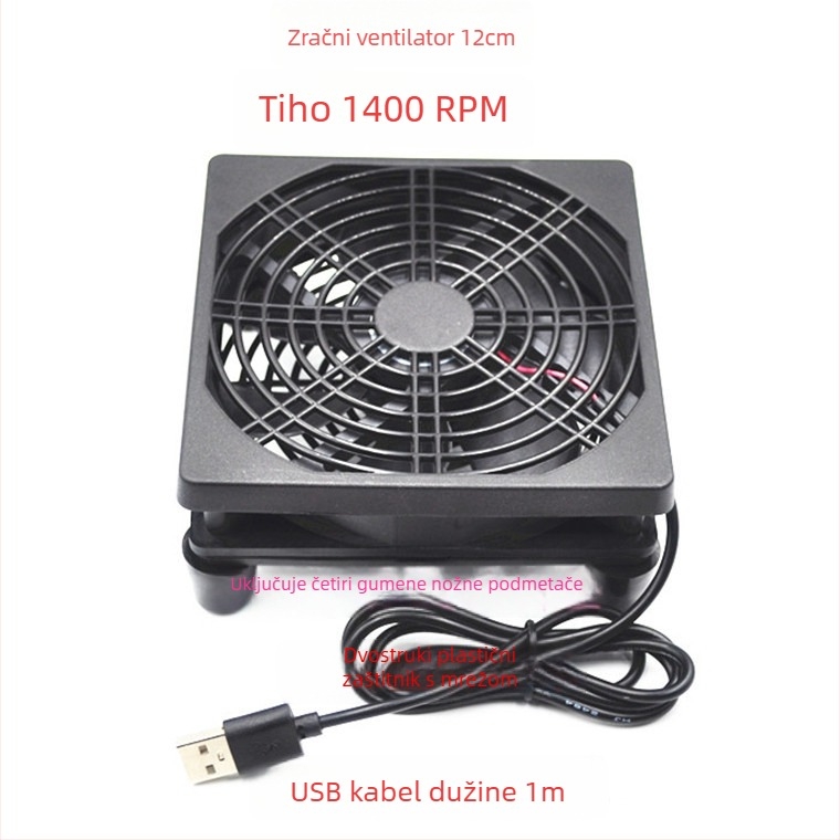 Chladi ventilator za usmjerivače i set-top kutije, model 12025, 5V, 2300 rpm, uljni ležaj