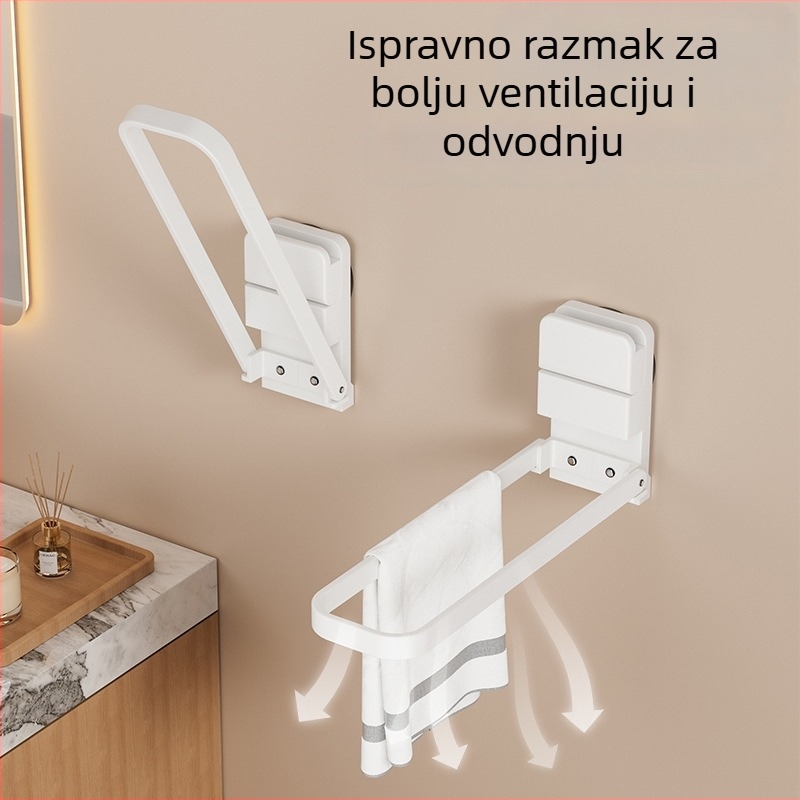 Držač za ručnike sa vakuumom za kupaonicu, na zid, sklapan, jednostavan i modernan stil, 1 razina, nosivost 5 kg