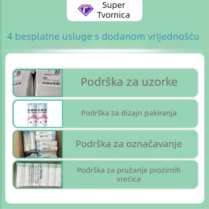 Vreće za otpad za kutiju za mačku - debeći PE, uvijeni stil, marka Emperor Jiesmei