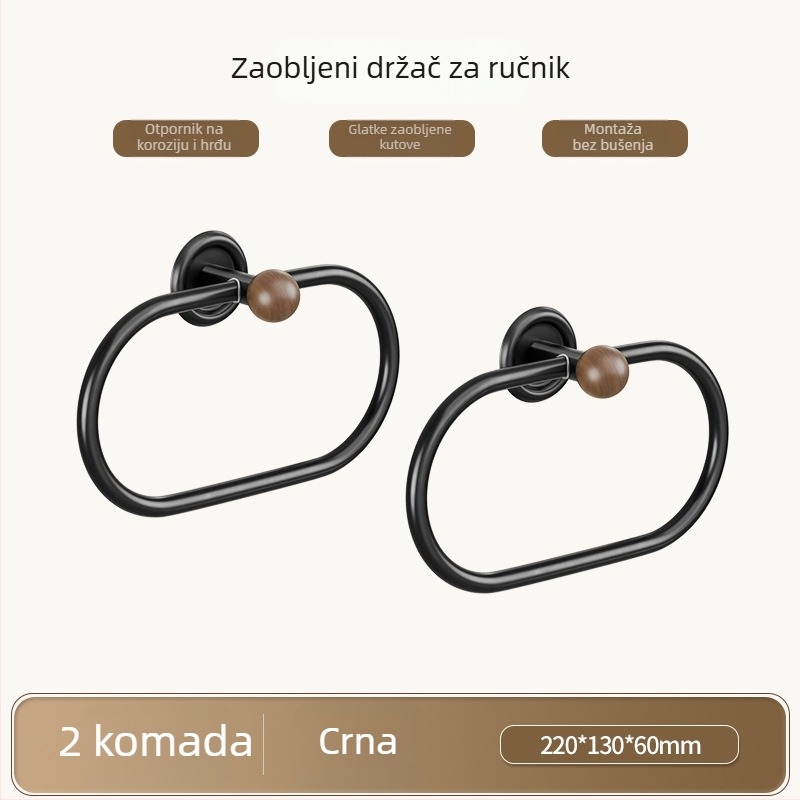 Zidni držač ručnika za kupaonicu, bez bušenja, ABS, Bake Paint završna obrada, nosivost 10 kg, 1 razina, sklopivi, protuklizni