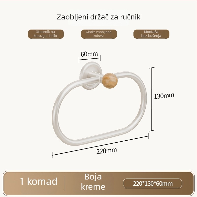 Zidni držač ručnika za kupaonicu, bez bušenja, ABS, Bake Paint završna obrada, nosivost 10 kg, 1 razina, sklopivi, protuklizni