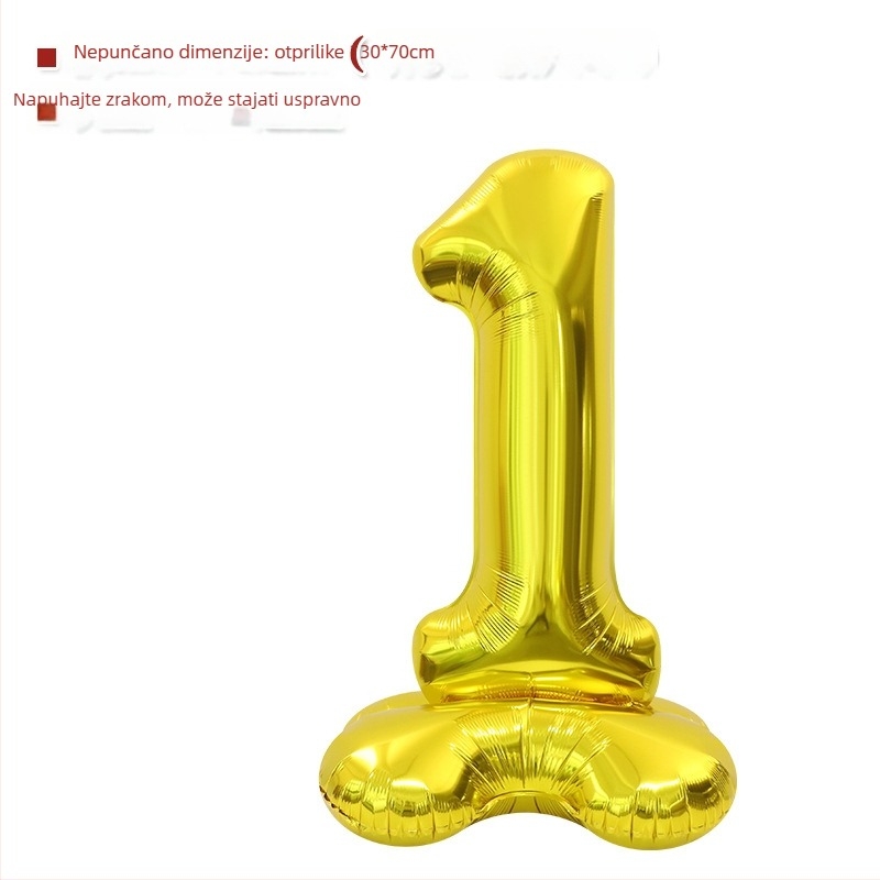 3D stojeći veliki balon s brojem 2026 – balon od aluminijske folije, oblik brojke, tiskanje logotipa nije moguće