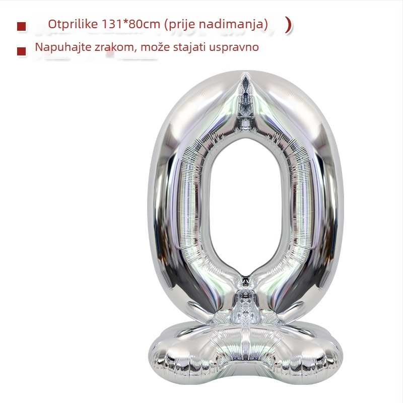 3D stojeći veliki balon s brojem 2026 – balon od aluminijske folije, oblik brojke, tiskanje logotipa nije moguće