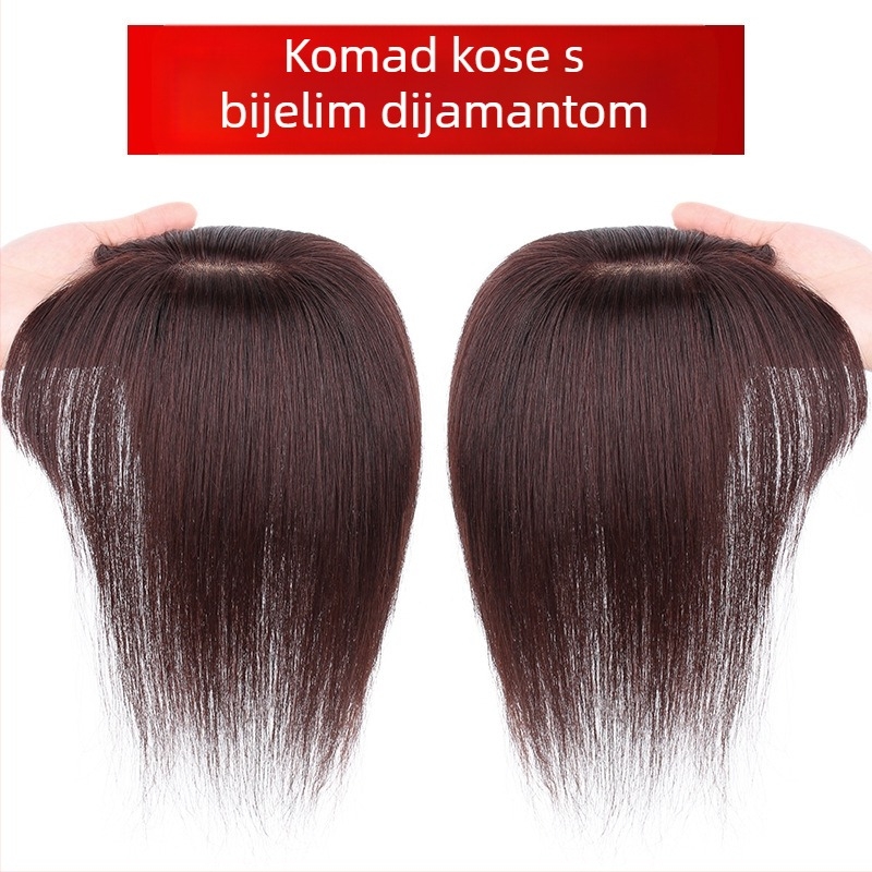 Dio perike od stvarnih ljudskih vlasi, ravni, model White Diamond hair replacement piece, za žene, moguće toplinsko bojanje