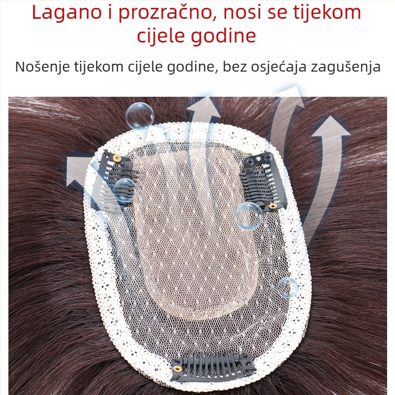 Dio perike od stvarnih ljudskih vlasi, ravni, model White Diamond hair replacement piece, za žene, moguće toplinsko bojanje