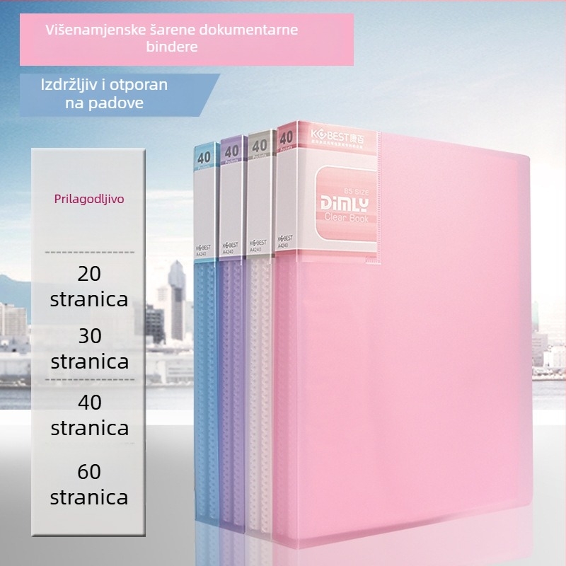 PP pretinac za informacijske brošure s prozirnim unutarnjim listovima, model A4220-4210, 20–100 stranica, debljina 2.5–6.0 cm, branda KOBEST Kangbai